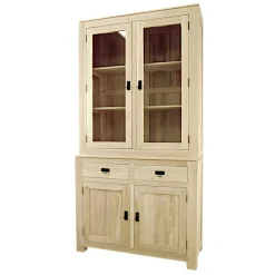 Vaisselier vitrée buffet hévéa 110x205cm HELENA