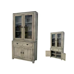 Vaisselier vitrée buffet hévéa 110x205cm HELENA