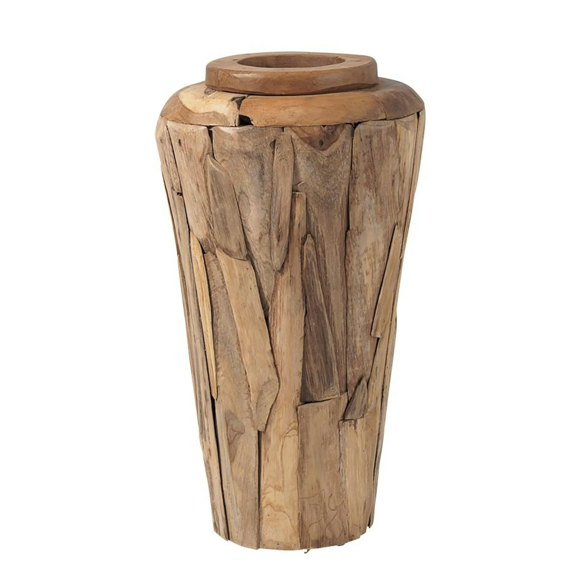 Vase décoratif en teck naturel – style artisanal ARIZONA