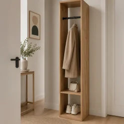 Vestiaire d’entrée compact décor bois avec penderie ALVA