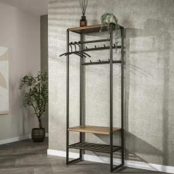 Vestiaire d’entrée effet bois & métal cuivré L70 cm HELSINKI