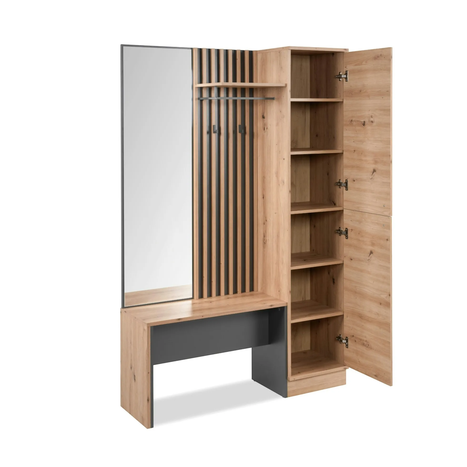 Vestiaire d'entrée moderne 1 porte 1 banc 1 miroir ALVA