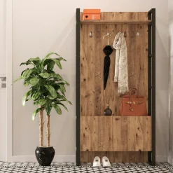 Vestiaire d'entrée rustique chic 1 rangement bas 1 étagère JENA