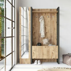 Vestiaire d'entrée rustique chic 1 miroir 2 portes MARFA