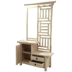 Vestiaire Hévéa avec miroir, 1 porte, 2 tiroirs, 3 