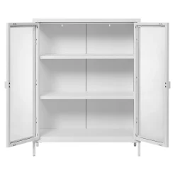 Vitrine blanche métal verre 2 portes 101 cm ODENSE