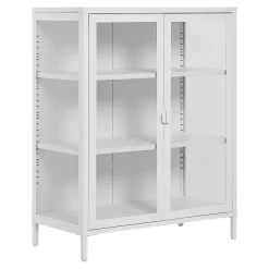Vitrine blanche métal verre 2 portes 101 cm ODENSE