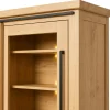 Vitrine chêne clair portes coulissantes et LED 185 cm ALPINE