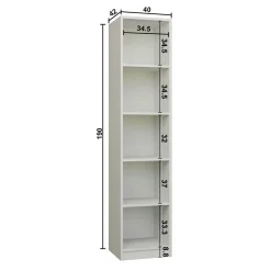 Vitrine colonne à LED décor blanc et noir 5 étagères AURA