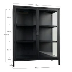 Vitrine métal noir verre 2 portes 101 cm ODENSE