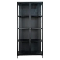 Vitrine métal noir verre 2 portes 175 cm ODENSE