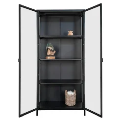 Vitrine métal noir verre 2 portes 175 cm ODENSE