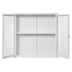 Vitrine murale blanche métal verre 2 portes 80 cm ODENSE